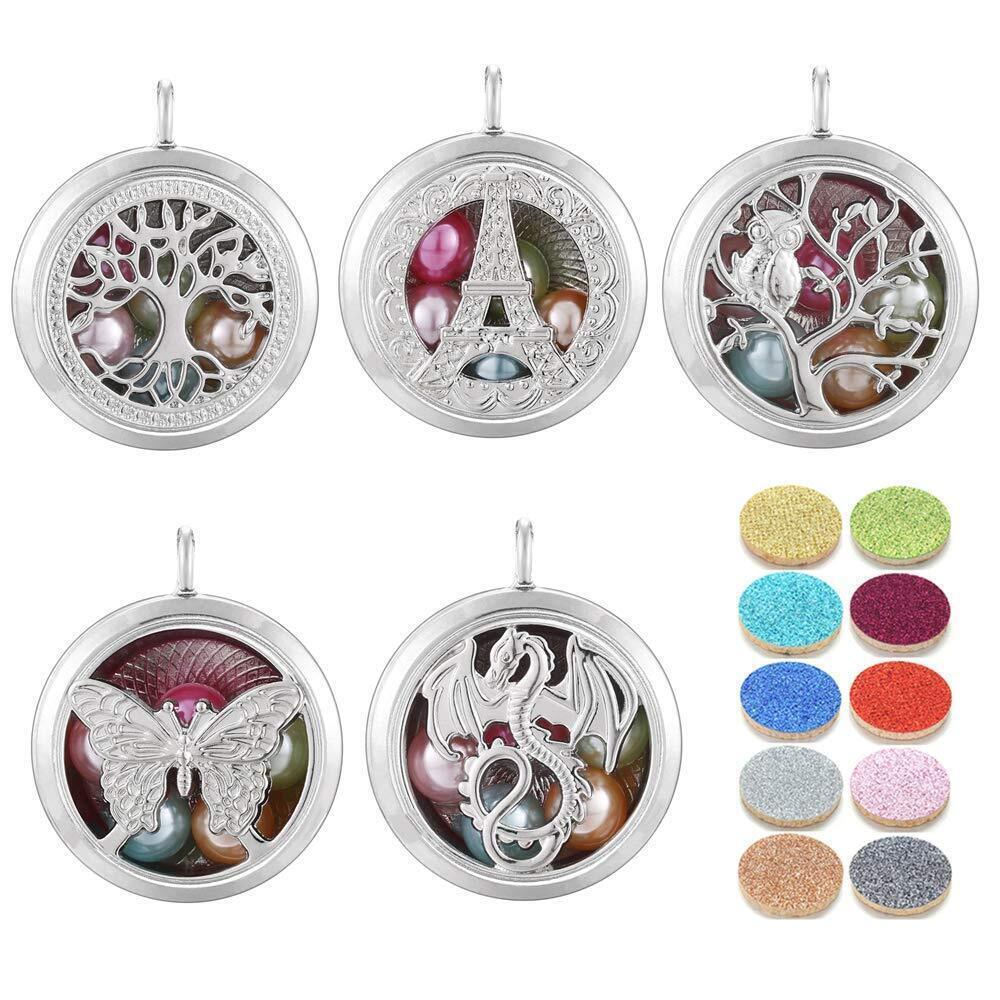 3103 5pcs Mixed Pearl Cage Floating Pendant Aroma Diffuser Charms Stainless